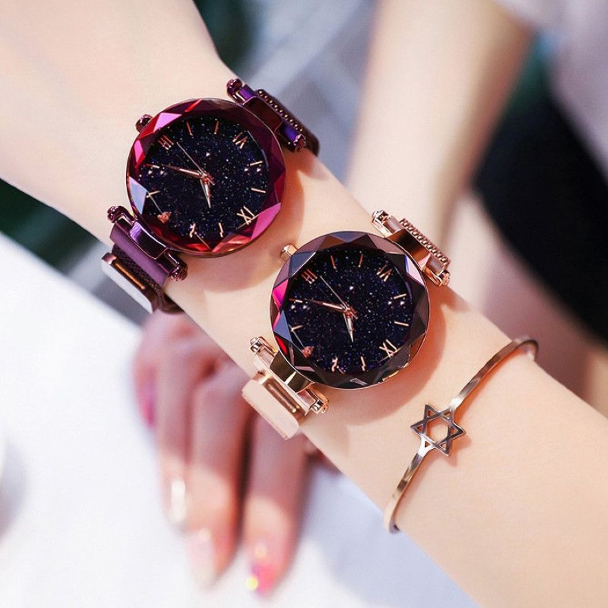 Frauenwache Luxus Uhr für Frauen Automatische Uhr Handgelenkstunden Strear Sky Diamond Metal Armband Geschenk für Damen 201204286g