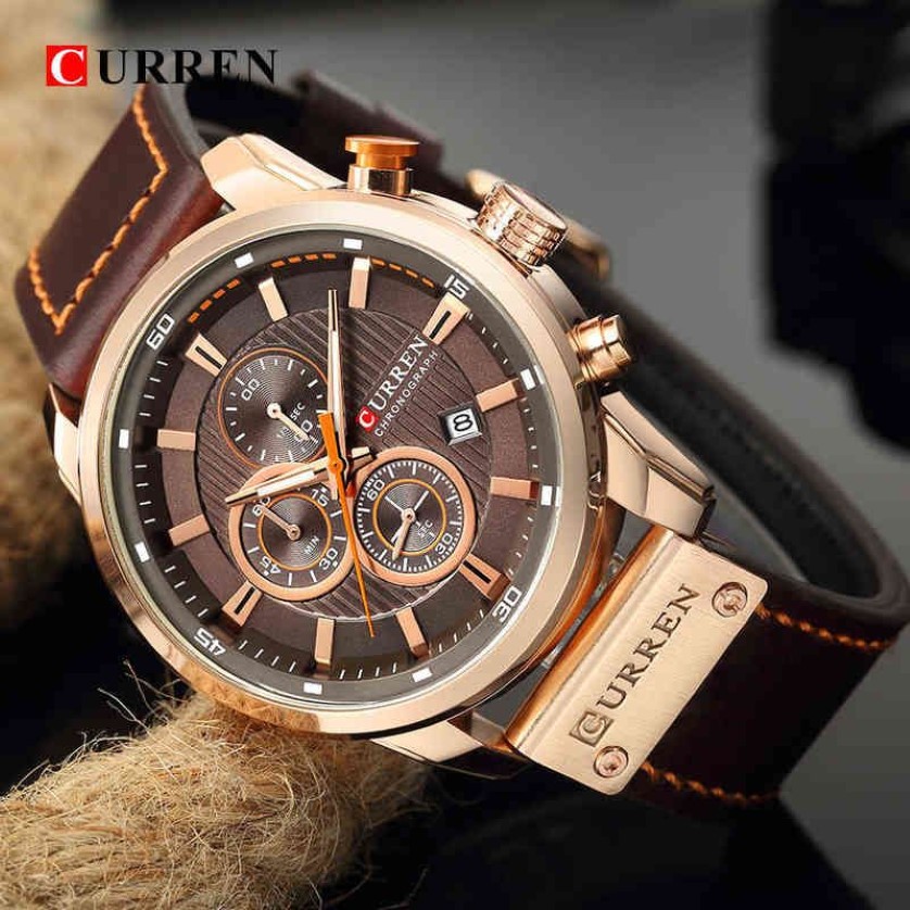 CURREN Moda Data Quarzo Orologi da uomo Top Brand di lusso Orologio maschile Cronografo Sport Orologio da polso da uomo Hodinky Relogio Masculino 22257j