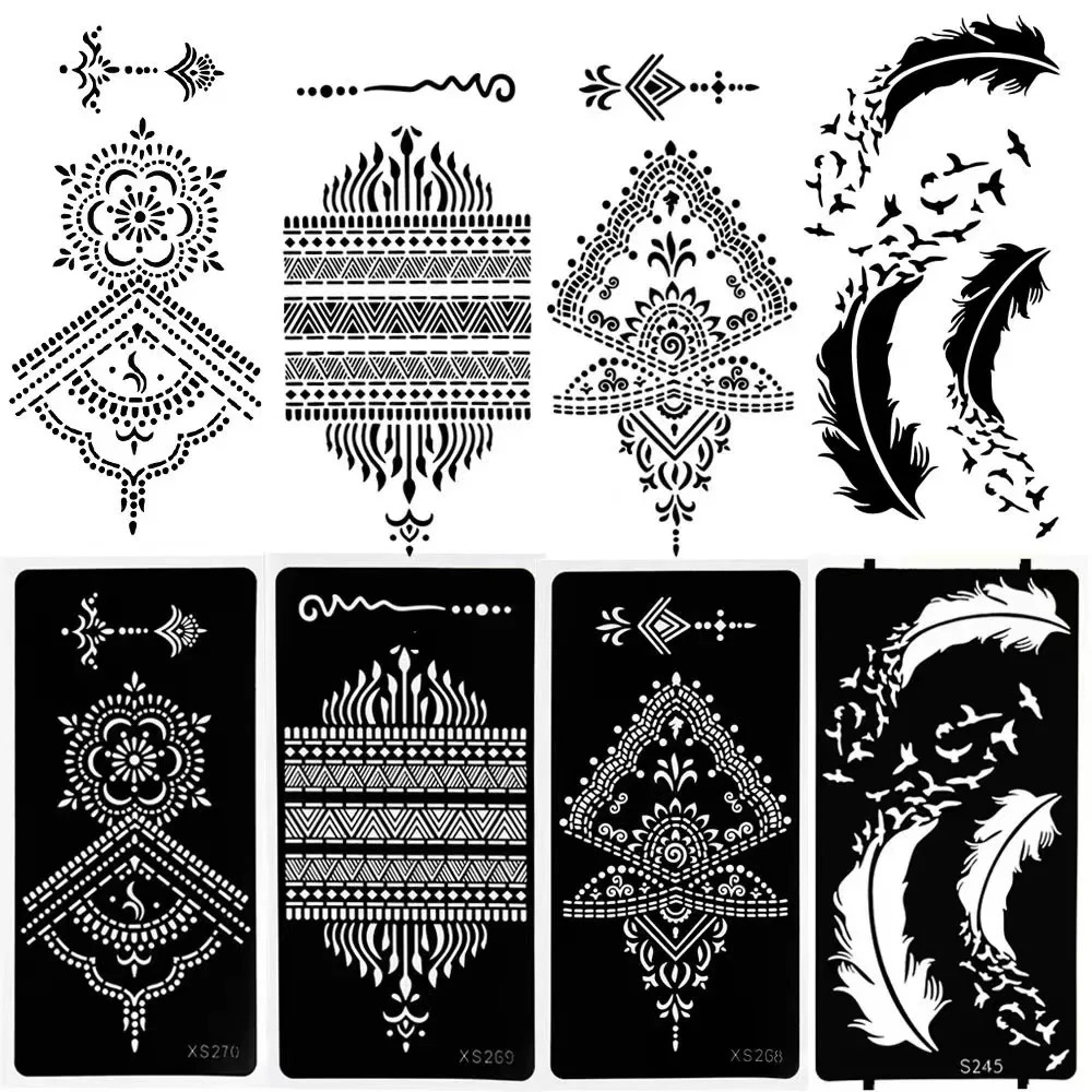 100 stycken grossist indina arabiska mandala henna tatuering stencil för kroppsmärta mehndi selfadhesive tatueringar mallar hand 240311