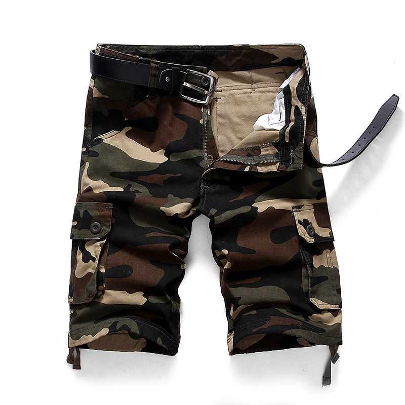 Pantaloncini da uomo Pantaloncini cargo mimetici uomo estate 2023 pantaloncini casual multitasche in cotone larghi pantaloncini tattici militari Taglie forti 44 J240325