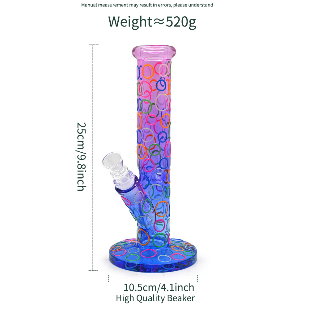 1 st 25cm/9.8 tum, färggradient med lysande glasvattenrör, borosilikatglasbong, glashoppning, glöd i mörka, hemdekorationer, festivalgåvor, rökåtgärder