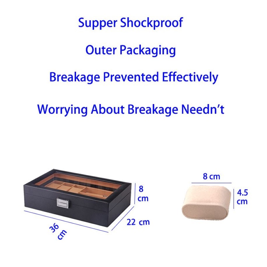 Scatola orologi di lusso fatta a mano con 6 3 slot in fibra di carbonio, scatola orologi, scatola orologi, Organizer299J