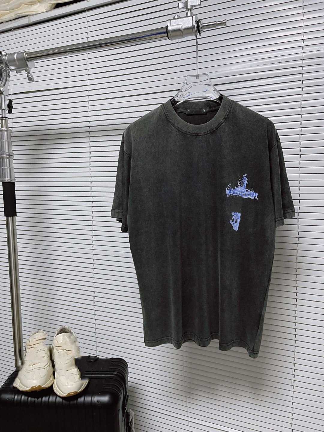 Correct High Version Croix 24S New Wash Water Flame Sanskrit Cross Print Short Sleeve T-shirt Unisex