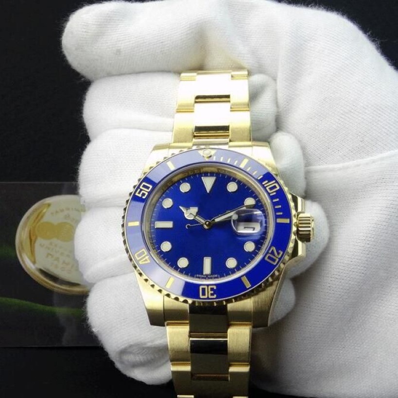 Factory Supplier Luxury 18k yellow Gold sapphire 40mm Mens Wrist Watch Blue Dial And CERAMIC Bezel 116618 Steel Automatic Movement297y