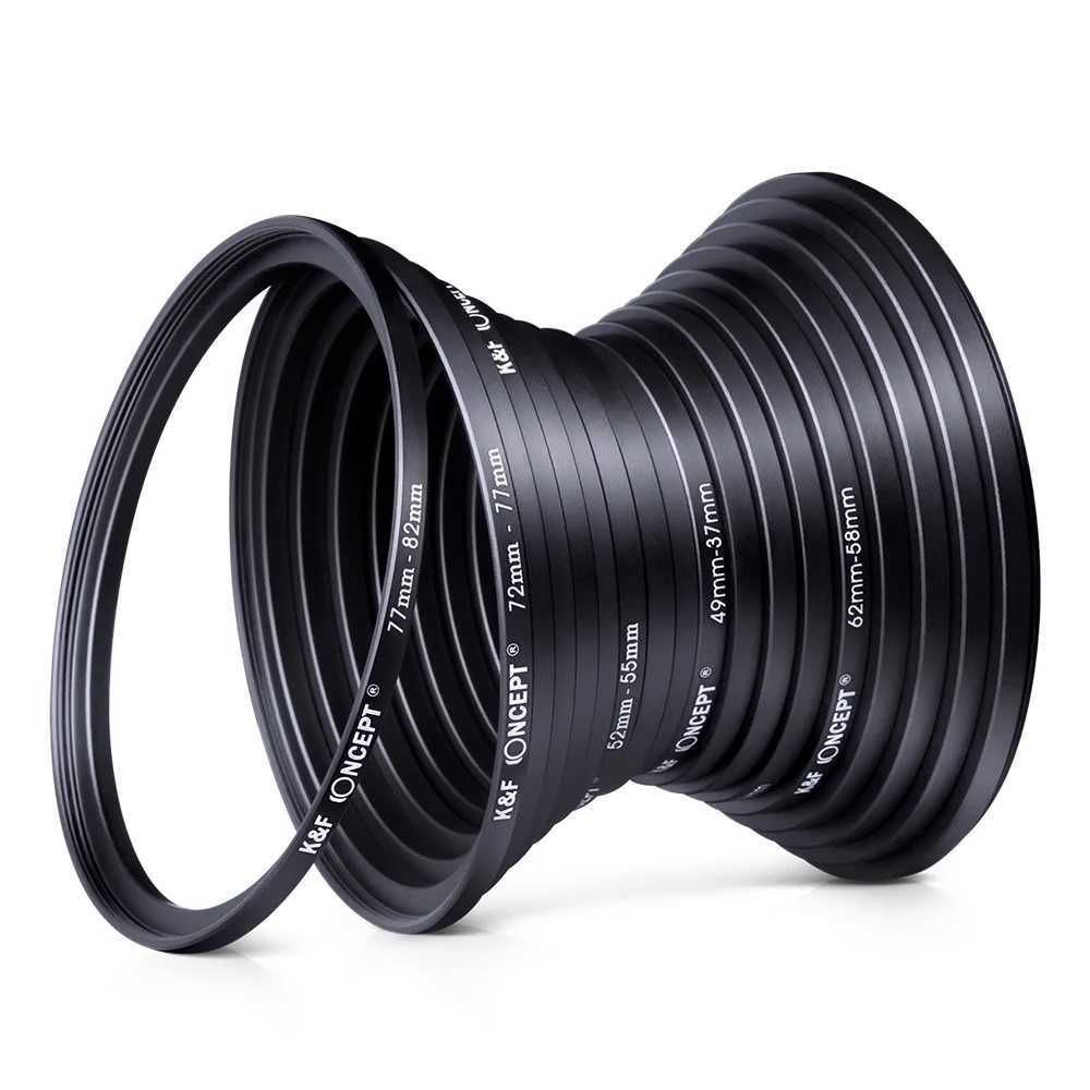 Autres objectifs Filtres K F Concept 18 pièces adaptateur de bague de filtre filtre d'objectif d'appareil photo en métal 37-82mm anneaux supérieur et inférieur 82-37mm kit d'anneau inférieur d'objectif SLR L2403