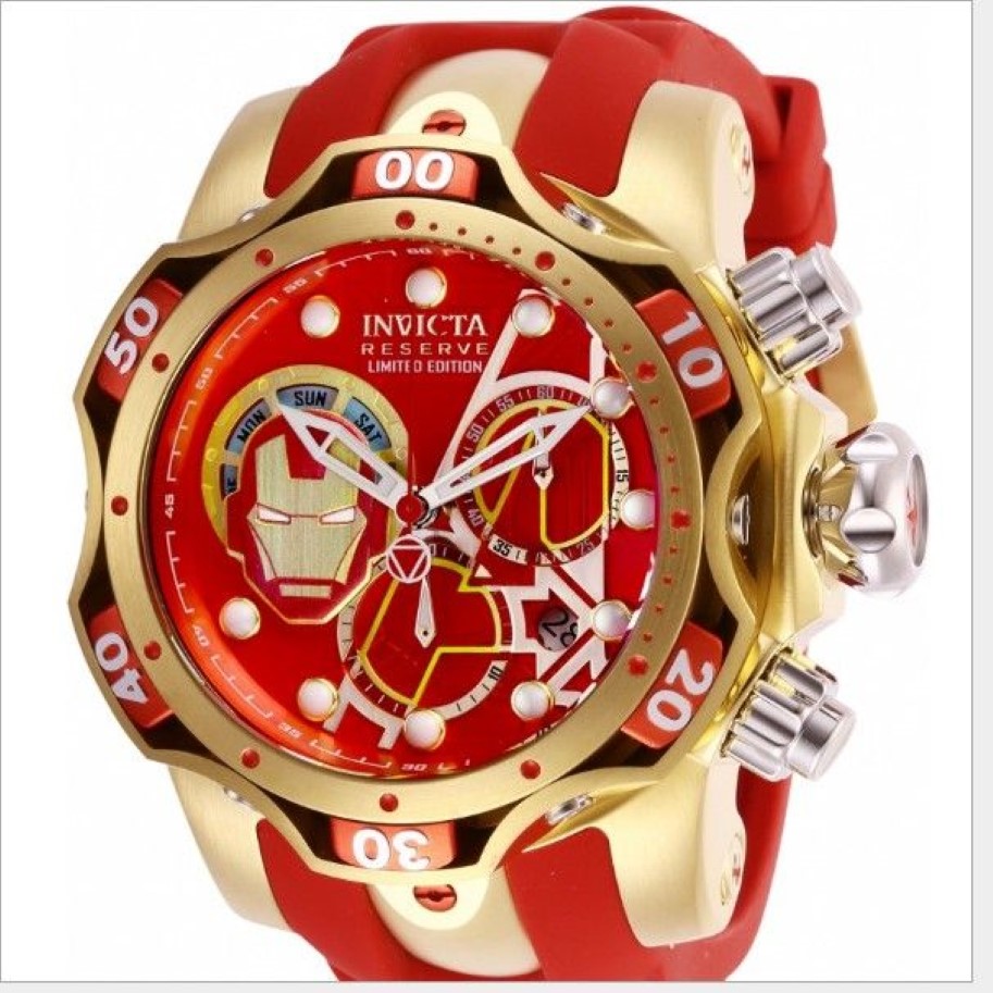 Brazilië rood Rubber man horloge Masculino Mannen Horloge Quartz Horloges Mannen invi ta Hollow Business Militaire Horloges Mannelijke Klok a1 gif227S