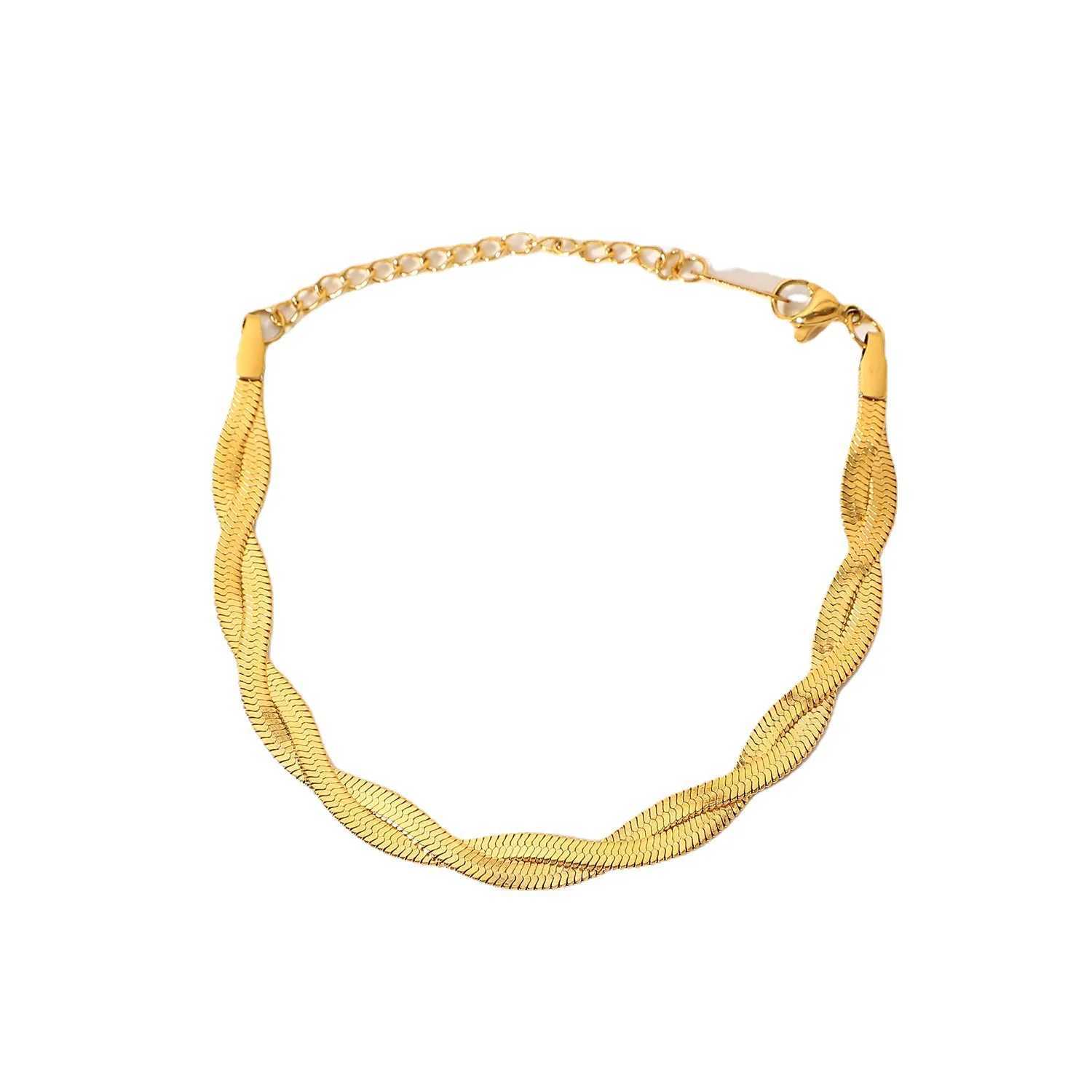 Ketting modieuze en eenvoudige dubbele kruisslang ketting armband geschikt voor vrouwen goud roestvrijstalen armband sieraden pulsera geen print goed product 240325