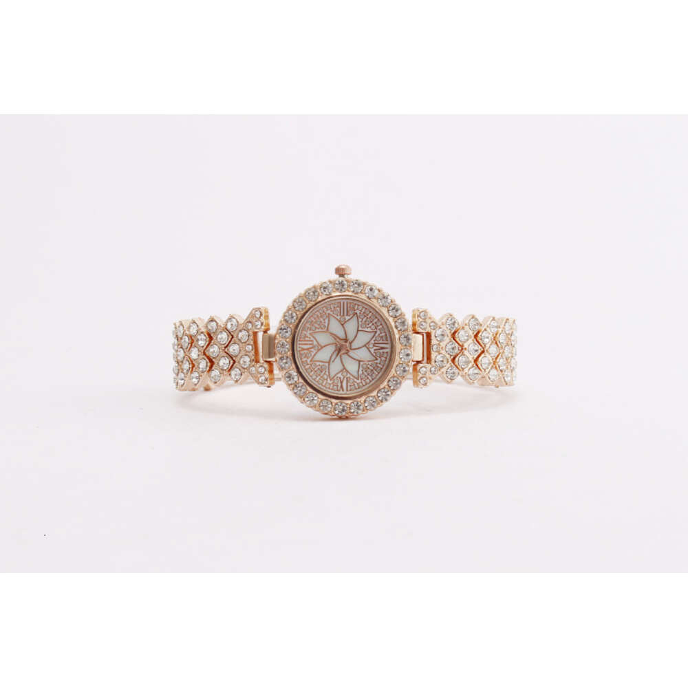 Модный браслет с бриллиантами и инкрустацией стразами и цветком, женские кварцевые часы