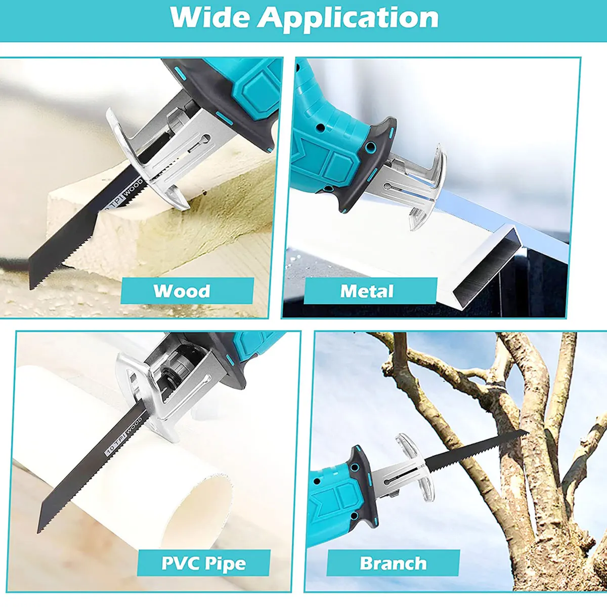 ZAGEN TOPCORDLESS RESPISROCATING SAWELECTREECRE SAW LED Light4ブレード18V 3000RPM/MINポータブル往復ソーキット可変速度