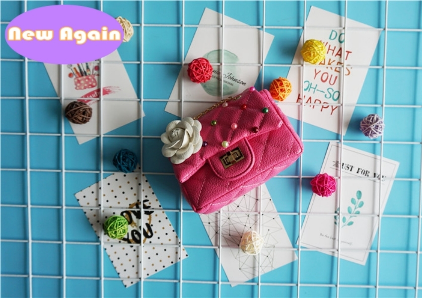 Designer Färgglada Pearl Shoulder Bags for Kids Childrens Flower Coin Purses Girls Small Pu Leather Wallet Child Pouch AryB050