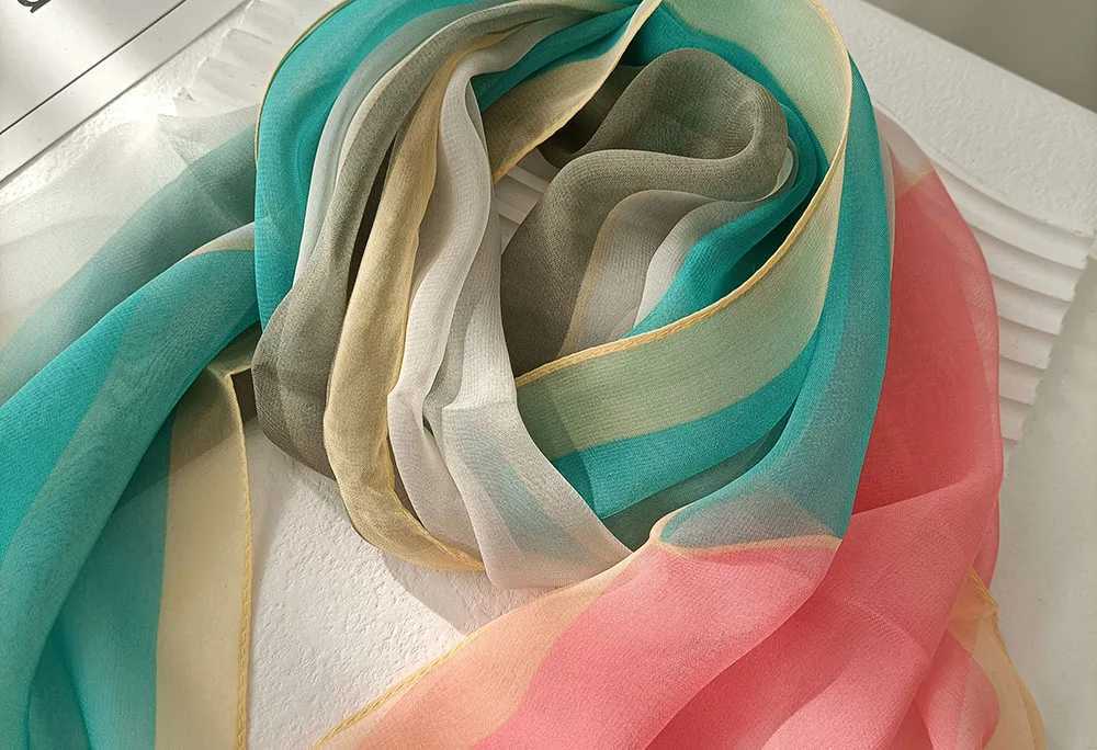 Sarongs Gradient Colours Womens Foulard Elegant Chiffon Georgette Bandana Scarf Summer Beach Tourism Sun Protection Thin Silk Feel 24325