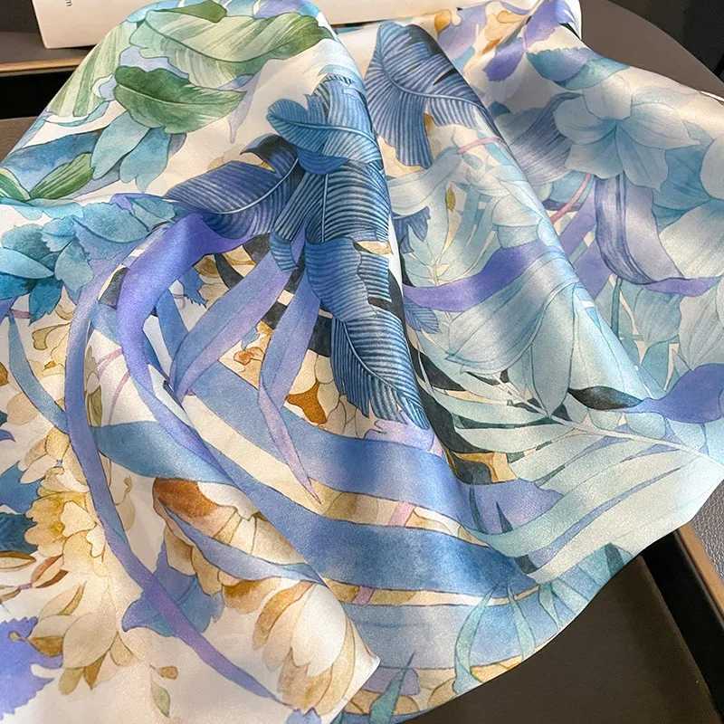 Sarongs Beach 100% Silk Scarf Womens Summer Neckline Womens Shawl Luxury Brand Headband Retro Headband Foulard Packaging 2023 Bandana 24325