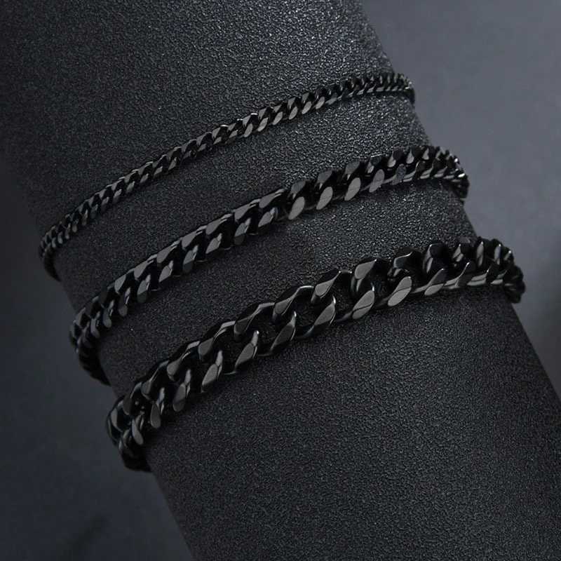 Chaîne Hiphot Bracelet de chaîne cubaine en acier inoxydable pour les hommes avec un simple bracelet de chaîne de chaîne en or bracelet unisexe bijoux Bracelet Gift 240325