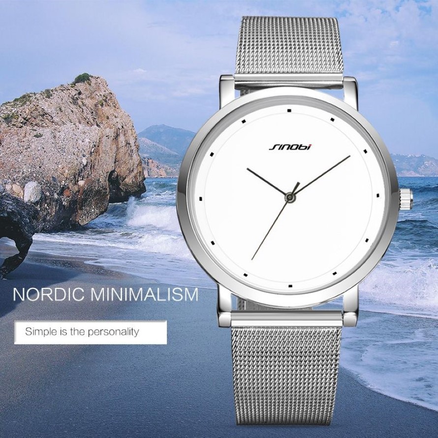 SINOBI Men Wrist Watches Fashion Simple Male Geneva Quartz Clock Stainless Steel Casual Watch Black Montres Hommes Drop 2113