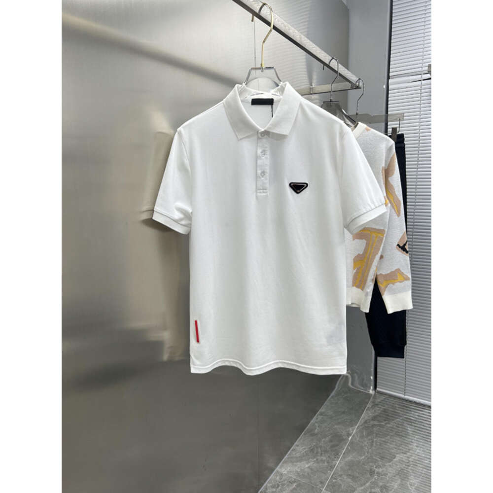 2023 Summer Classic Triangle Shirt For Heren Casual Business Polo Neck T-Shirt Trendy eenvoudige en ademende korte mouwen