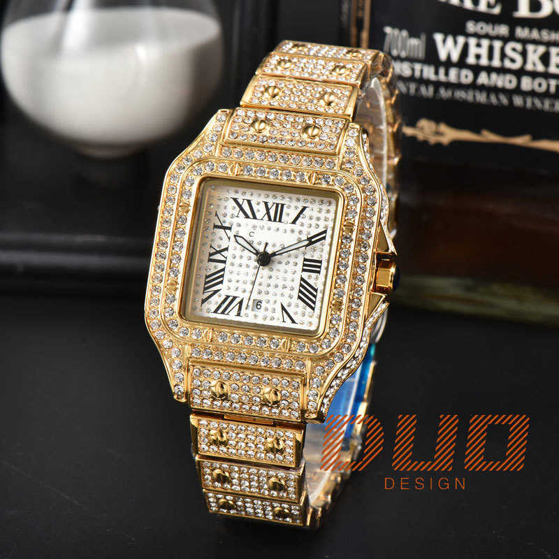 احتفظ بتمرير حقيقي اختبار الماس Moissanite Watch Full Diamond Iced Out Out Classic Hip Hop Watch Watch Jewelry Watch Watch Sapphire Mirror Origin