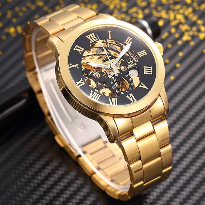 Shenhua Golden Skeleton Automatique Montre Mécanique Hommes Mode Étanche Antichoc Horloge Montre Mécanique Hommes Hommes Montres Y19062249j