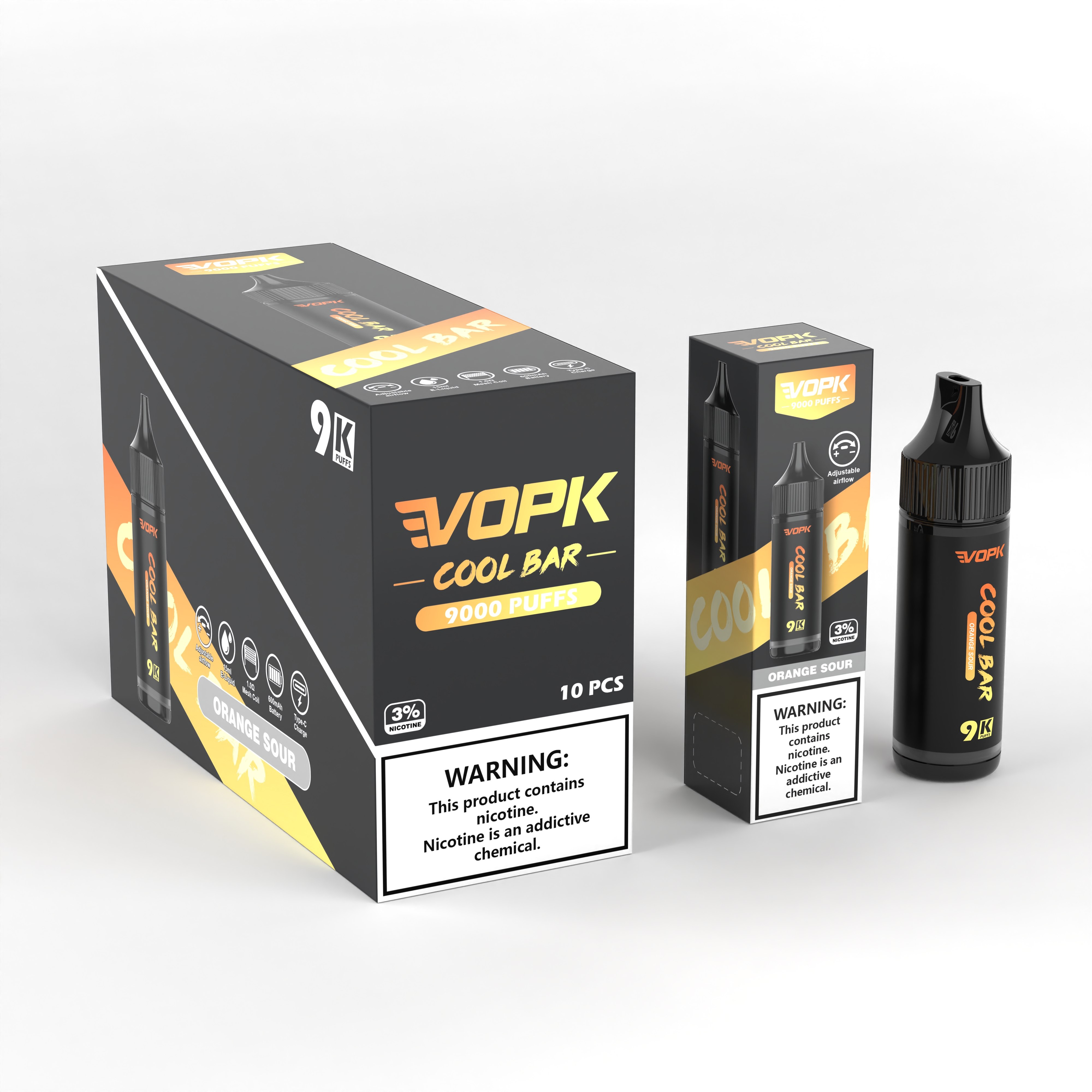 VOPK COOL BAR 9000 puff 9k puff disposable vape Rechargeable E Cigarettes Mesh Coil 15ML E-liquid puff 9k vaper 0%2%3%5% disposable e cartridges