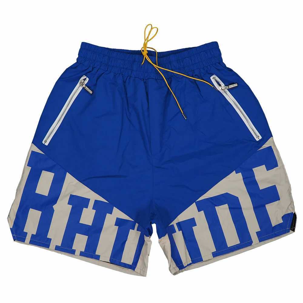 Herren-Shorts, RHUDE, klassisch, einfach, lässig, Kontrast, Briefdruck, Kordelzug, Turnhalle, Shorts, Herren, Paar, lose Nylon, Netztasche, Reißverschluss, Shorts J240325