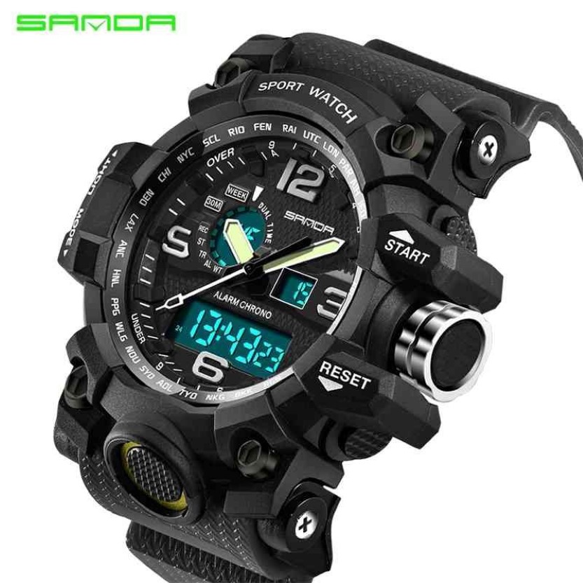 Sanda Top Brand Military Sport Watch Men's G Style Digital Watch Men Quartz armbandsur 30m vattentät klocka Relogio Masculi296p