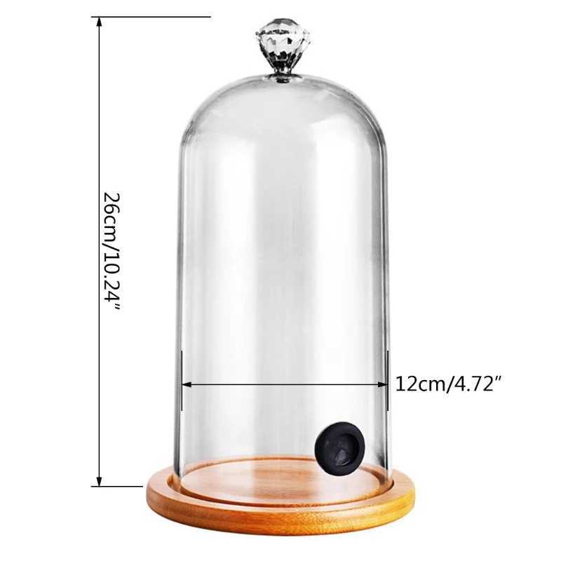 Strumenti da bar Cappa cloche in plastica fumatori Cucina molecolare Coperchio a cupola Coperchio con fori in gomma Base in legno bevande a base di cocktail K92A 240322