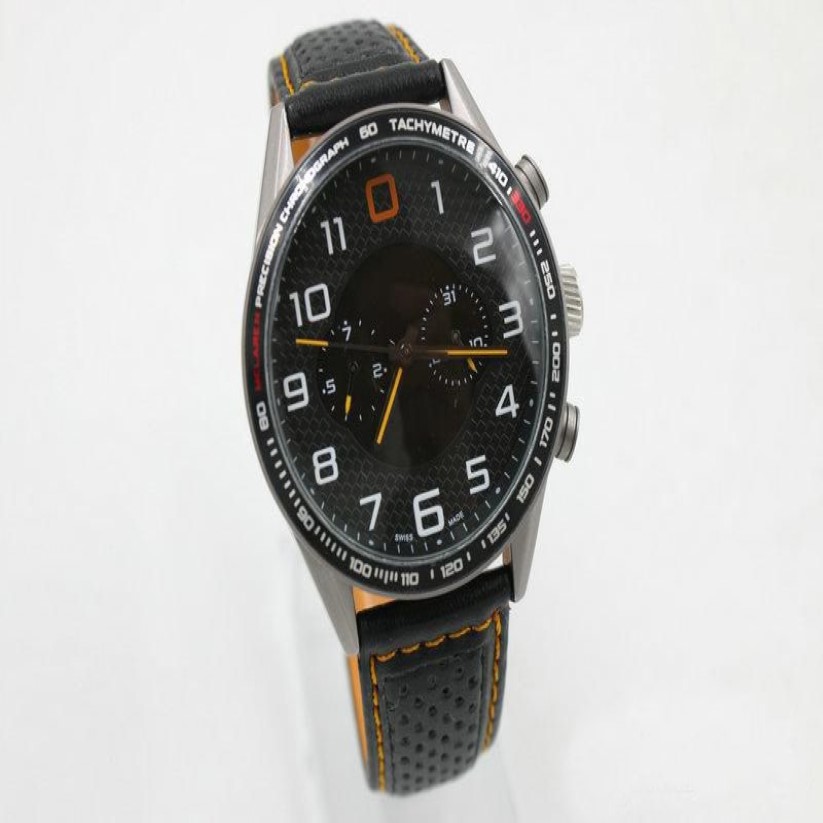 Hoge kwaliteit heren mp4 12c automatisch mechanisch horloge zwarte driekleur roestvrijstalen wijzerplaat lederen band 45mm323v