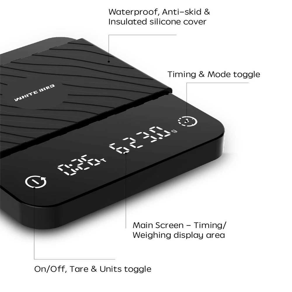 Balances domestiques Balance de cuisine à café expresso Mini minuterie intelligente USB 2 kg/0,1 g g/oz/ml homme femme cadeau balance de poids numérique de précision 240322