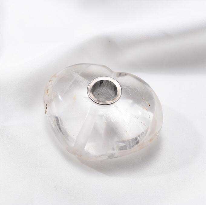 oval Natural Quartz Crystal Pipe Tobacco Smoking Cigarette Hand Herb Pipes Tube Tool Metal Mesh Bowl Accessories Oil Rigs 13 Styles