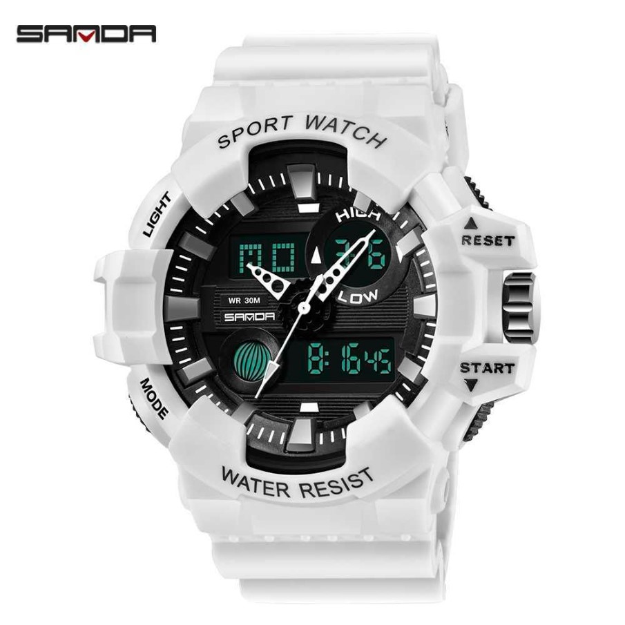 Sanda Men Watches White G Style Sport Watch LED Digital Waterproof Casual Watch S Shock Man Clock Relogios Masculino Watch Man X02697