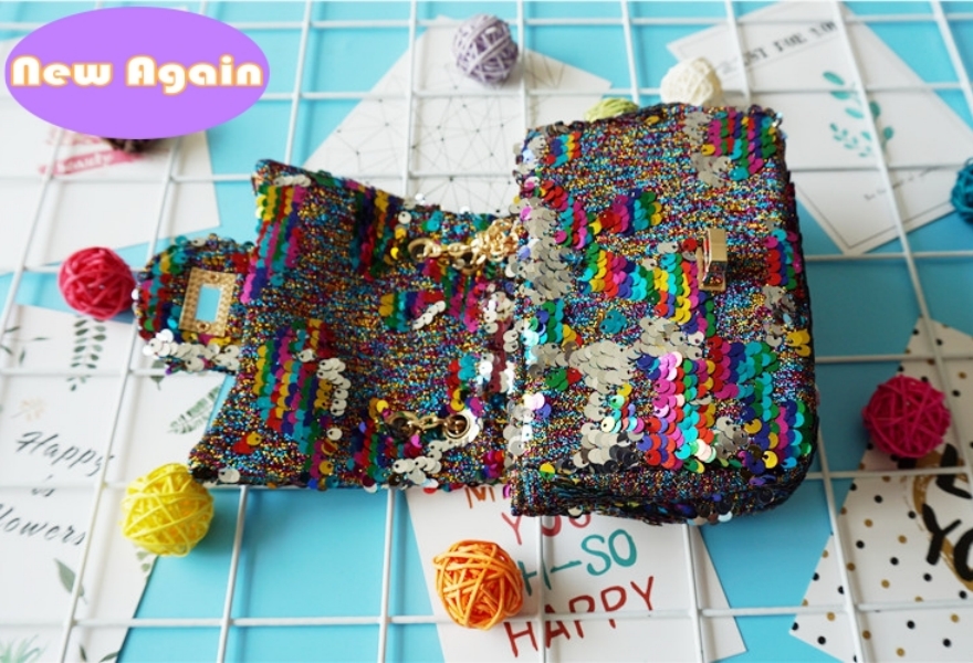 Child's lovely shiny shoulder bags Girls messenger bag Toddlers Little crossbody Money bag Kid's Sequin party Bags Coin wallets ARYB065