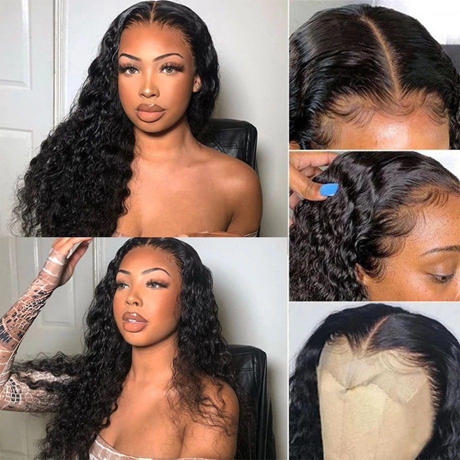 Perruque Lace Frontal Wig naturelle bouclée, cheveux naturels, Deep Wave, 13x6, HD, 5x5, 13x4, baby hair, pour femmes