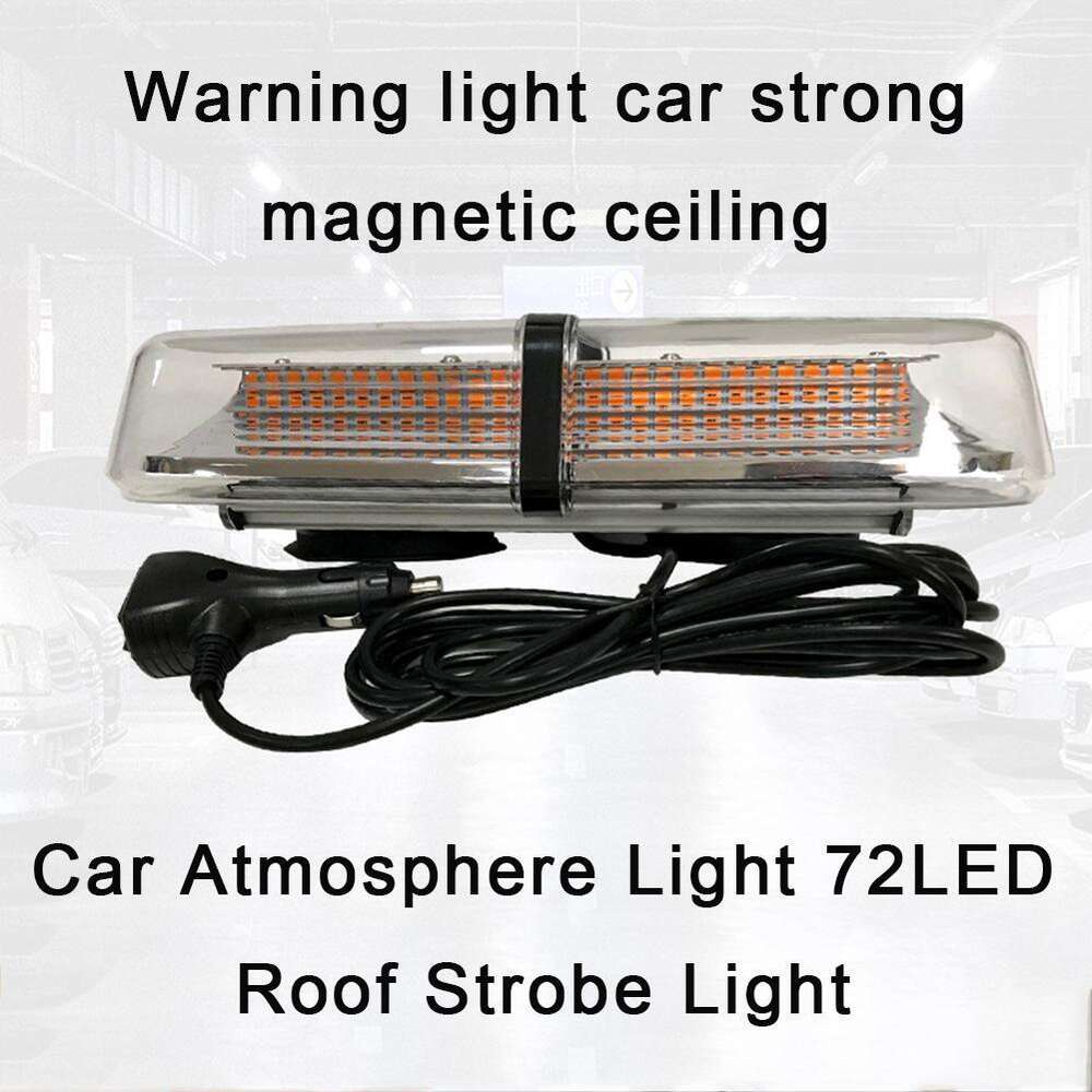 New 72 LED Beacon Lights Rooftop Flash Emergency Warning 12V-24V Truck Yellow/Amber Car Atmosphere Roof Strobe Light