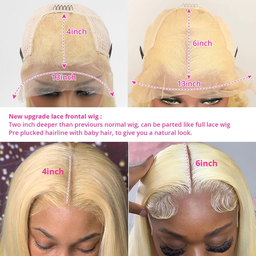 250% 613 Lace Frontal Wigs 13x6 Honey Blonde Body Wave Lace Front Wig Brazilian 13x4 Transparent Color Human Hair Wig for Women