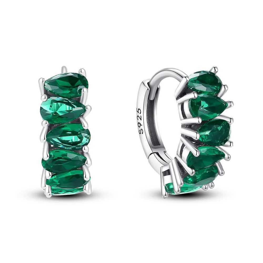 Hoop Huggie Hot Sprzedaż 925 Srebrne zwierzę zwierzęta i rośliny Green Series Biżuteria Modna cyrkon okrągłe kolczyki Women Dift Akcesoria 240326