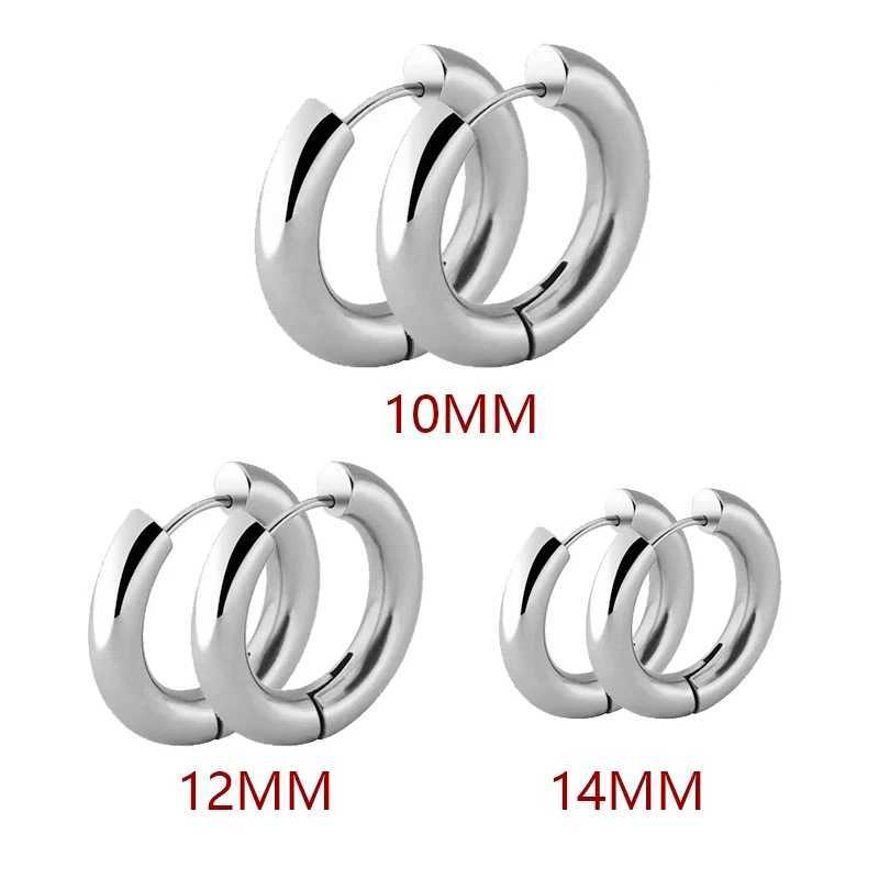 Hoop Huggie of stainless steel small hoop earrings punk hip-hop round embrace ring ring buckle 240326