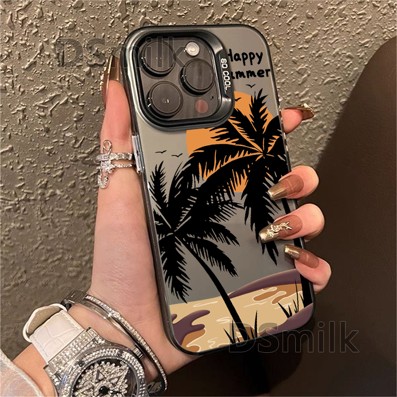 Popularna obudowa telefoniczna z drzewa kokosowego na iPhone 15 14 13 Pro 12 11 Pro XS X XR Max Aurora Hard PC TPU Case Tylne okładka