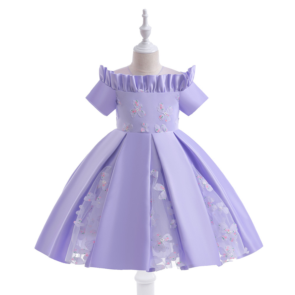 Skönhet Pink Blue Purple Champagne Jewel Girl's Pageant Dresses Flower Girl Dresses Girl's Birthday/Party Dresses Girls Everyday kjolar Kids 'Wear SZ 2-10 D326200