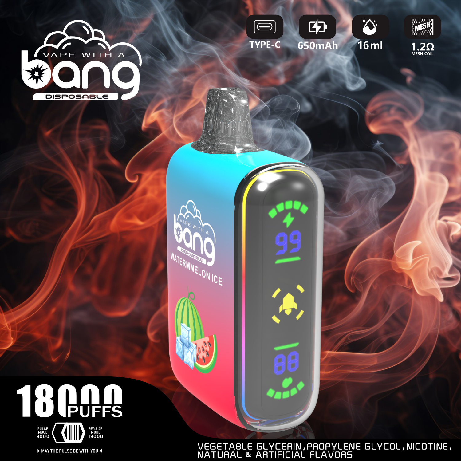 Orijinal patlama roket 18000 puflar tek kullanımlık vapes puf 18k vape kalem patlama 26ml önceden doldurulmuş kartuşlar kapsül 650 mAh şarj edilebilir pil LED açık renkli kit