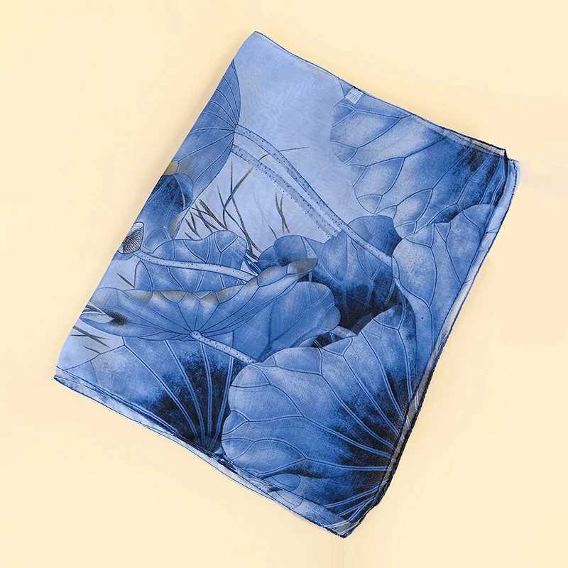 Sarongs 50 * 160cm Fashion Chiffon Summer Womens Scarf Flower Designer Beach Silk Shawl Luxury Headband Wrapped with Sunscreen Headband 240325