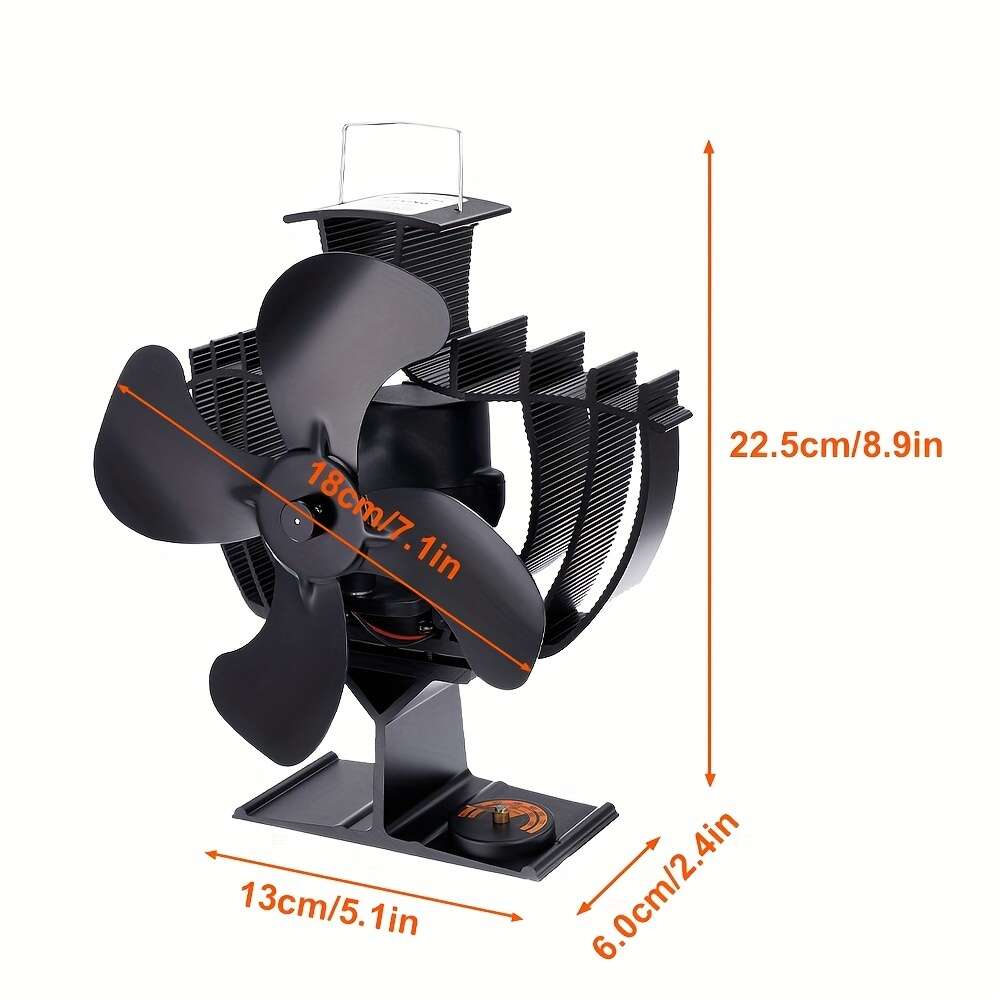 4-blade Heat Powered Wood/log Burner/fireplace Increases 80% More Warm Air Than 2 Blade Fireplace Wood Stove Fan, Non Electric for Wood, Thermoelectric Fan