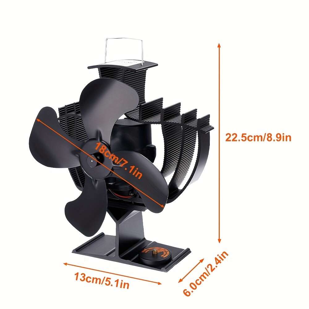 1 bruciatore a legna/ceppo/camino alimentato a calore a 4 pale aumenta l'80% di aria calda in più rispetto al ventilatore stufa a legna caminetto a 2 pale, non elettrico legna, ventola termoelettrica