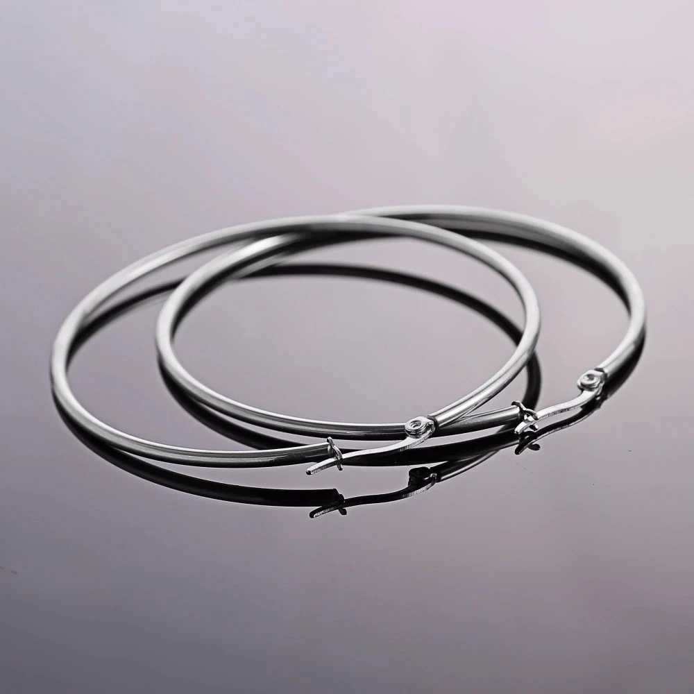 Hoop Huggie Rinhoo large circular hoop earrings suitable for women 10mm to 70mm stainless steel fashion Hyperbole large ring earrings simple jewelry 240326