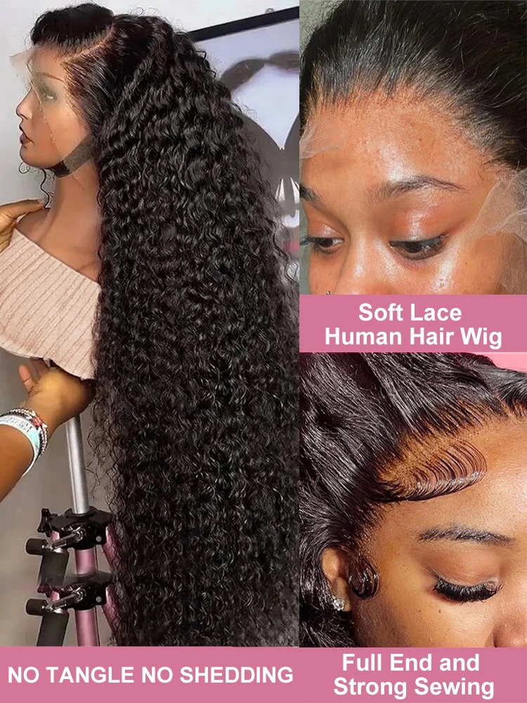 Perruque Lace Frontal Wig naturelle bouclée à l'eau, cheveux humains, Loose Deep Wave, 13x6 HD, sans colle, 13x4, pour femmes