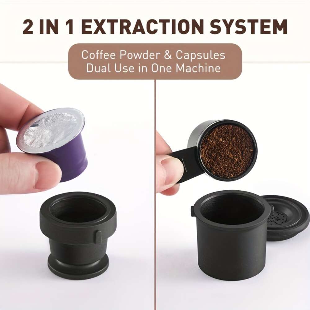 Manual 2 in 1 Portable Capsule Espresso Maker, Hand Pressure, Brew Delicious Coffee Anywhere, Good for Travel and Picnic