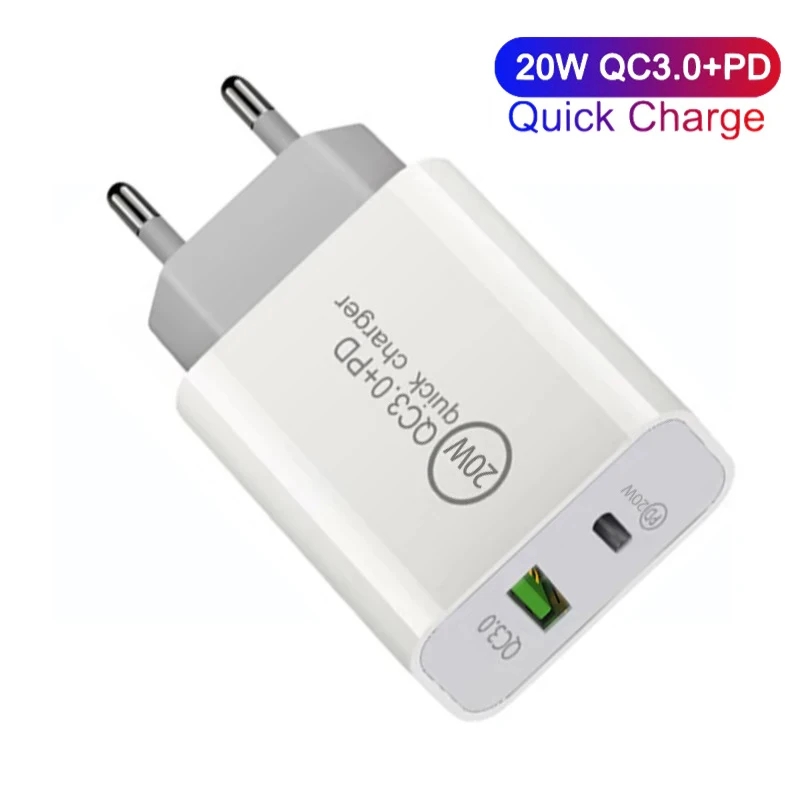 PD 20W 18W USB Quick Charger QC3.0 Адаптер на стену телефона для iPhone Huawei Xiaomi Samsung Eu Plug