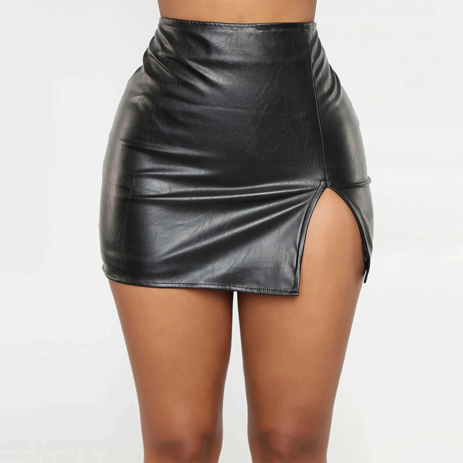 Сексуальные юбки юбки женская кожаная ночной клуб Summer Solid Cute Leather Sexy The Hip Leather Mini Leather Faldas Mujer Moda 2022 24326