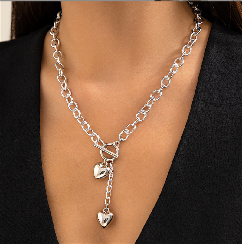 Pendant Necklace Hip Hop Necklace Metal Love Necklace Men's And Women's Fashion Diamond Lock U-shaped Necklace