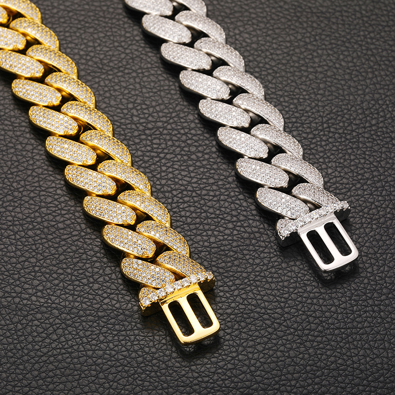 Miami Cuban Link Chain for Men Micro Inlaied 4 Row Bling Diamond 20 mm breed Iced Out Chains kettingontwerper Prong Rock Hip Hop 18K Gold Jewelry Woman Cadeau