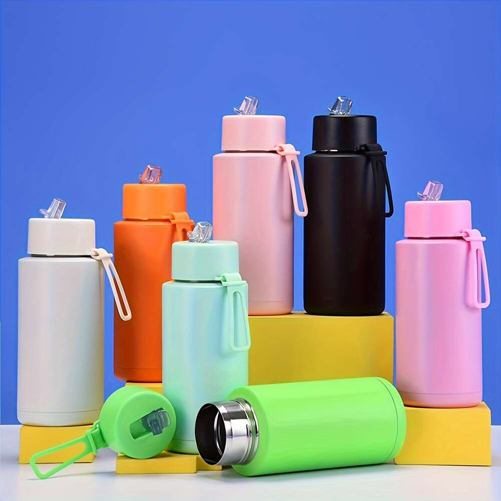 Solid Color Vacuum Flask, 34oz/1l 304 Stainless Steel Insulated Water Bottles, Travel Thermal Cups, for Hot and Cold Beverages, Summer Winter Drinkware,