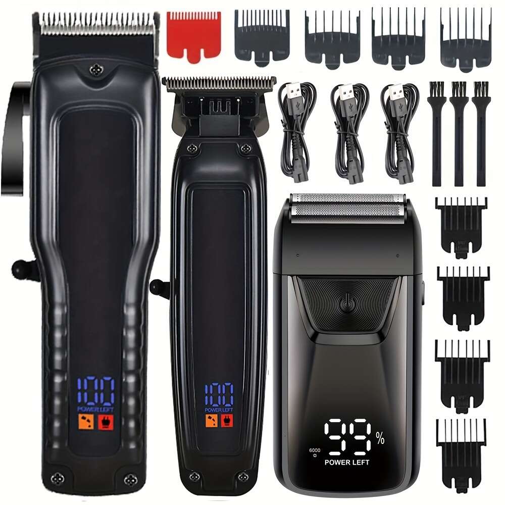 3 pçsProfissional Clipper Men Grooming Navalha e Kit de Ferramentas de Estilo Aparador de Pêlos Corporais - Presente Perfeito para Amantes